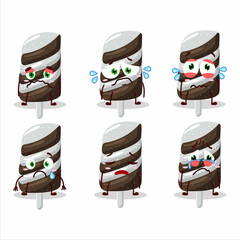 Sticker - Gummy candy chocolate milk cartoon character with sad expression