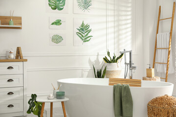 Sticker - Stylish bathroom interior with green plants. Home design