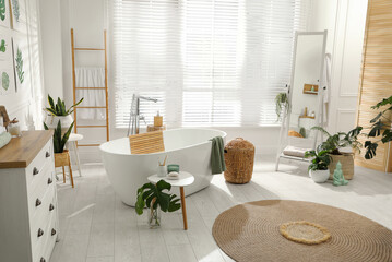 Poster - Stylish bathroom interior with green plants. Home design