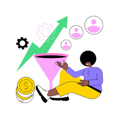 Poster - Conversion rate optimization abstract concept vector illustration. Digital marketing system, lead attraction marketing, increasing website guests, convert visitors into customers abstract metaphor.
