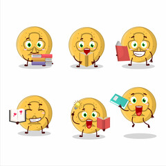 Sticker - A picture of dalgona candy trefoils cartoon character concept reading an amusing book