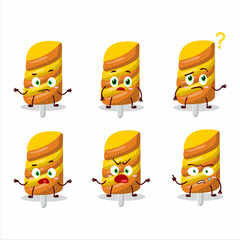 Sticker - Cartoon character of gummy candy orange with what expression