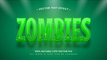 Green Zombie 3d Text Style Effect. Editable Illustrator Text Style.