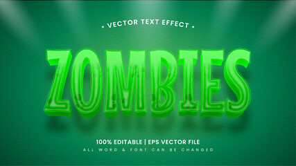 Poster - Green zombie 3d text style effect. Editable illustrator text style.