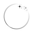 Sparkle star circle frame. Wreath round stardust border for party, birthday decor design. Laurel frame with, cosmic glitter shine. Isolated black flat vector illustration.