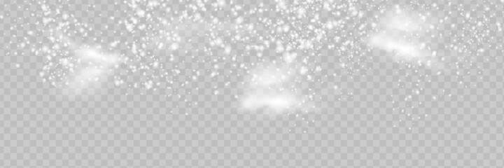 Wall Mural - Vector snowfall isolated. Winter background. Snow overlay illustration. Snowflakes and ice.