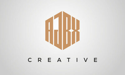 letters AJBX creative polygon hexagon logo victor template	