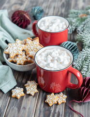 Wall Mural - Christmas hot cocoa in the red cup