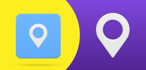 Poster - Simple map pin 3d icon button set vector illustration. Modern location pointer tag gps marker