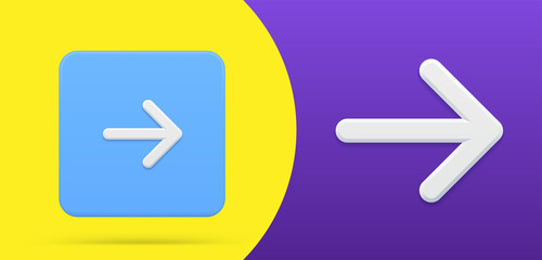 Poster - Thin right arrow pointing direction simple 3d icon button set vector navigation directional pointer