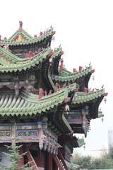 Wall Mural - Roof, detail of Winter Palace of the Bogd Khan or the Bogd Khan Palace Museum, Ulaanbaatar city, Mongolia. Ulaanbaatar ancient architecture in asian style. Mongolian landmark, architectural monument