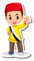 Wall Mural - Muslim boy wearing brunei shirt cartoon sticker