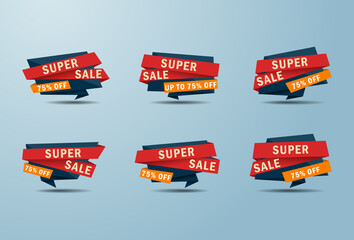 Wall Mural - set of super sale banner collection. vector illustration.