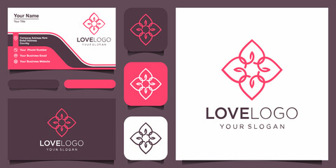 Wall Mural - heart ornament logotype. Abstract line creative logo icon design.