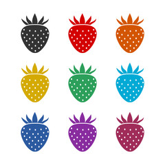 Canvas Print - Strawberry icon isolated on white background, color set