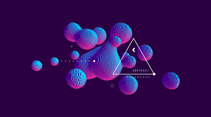 Wall Mural - 3d organic structure. futuristic technology style. voxel art. vector illustration for science, chemi