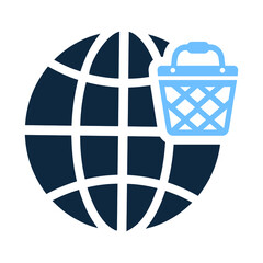 Sticker - World, E-commerce, online shopping icon. Simple flat design concept.