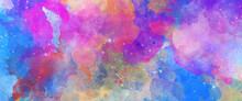 Abstract Colorful Painting For Texture Background. Splash Acrylic Colorful Background. Banner For Wallpaper, Painted Illustration.