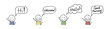 © Karolina Madej - Happy stickman with speech bubble - welcome, hello, hi, good morning. Vector