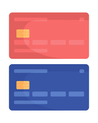 Fototapete - Plastic credit cards semi flat color vector object set. Full realistic item on white. Wireless payment method isolated modern cartoon style illustration for graphic design and animation