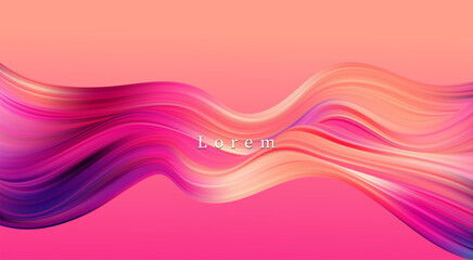 Poster - Abstract blue and pink swirl wave background. Flow liquid lines design elemen