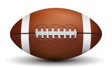 American Football Ball. Leather Football Ball Detailed Illustration. Sport Equipment Vector.