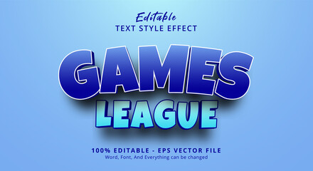 Poster - games league text on blue color style, editable text effect