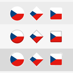 Wall Mural - Czech Republic flag icons set, vector flag of Czech Republic.