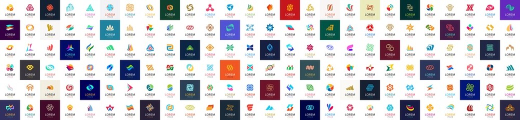 Poster - Abstract logos collection. Geometric abstract logos. Icon design