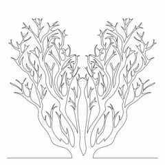 Wall Mural - seaweed one continuous line drawing, vector, isolated