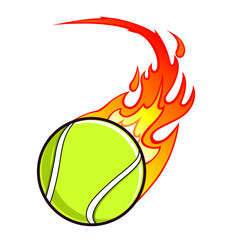 Wall Mural - flaming fast tennis ball