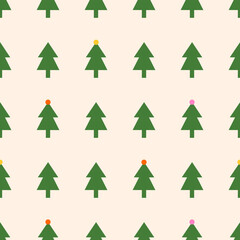 Small green pine trees . Christmas vector pattern