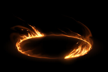 Wall Mural - circle fire flames effect on black background