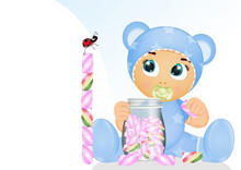 Illustration Of Baby With Marshmallows