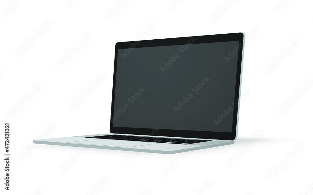 Realistic perspective front view modern pro laptop computer with ...