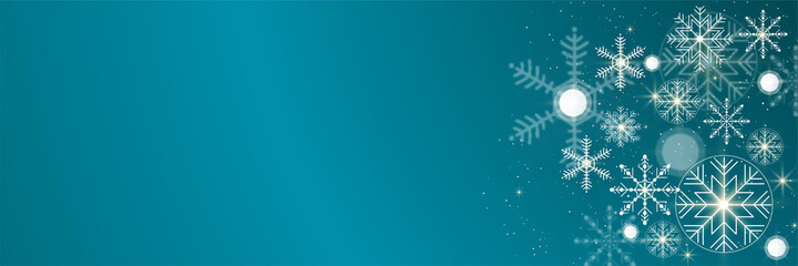 Seamless snowflake border, festive decoration isolated on white background, Merry Christmas design for greeting card or postcard. Vector illustration, xmas snow flake header or banner