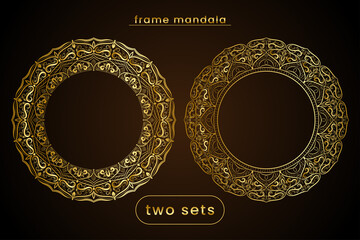 Wall Mural - mandala frame set gold color vector