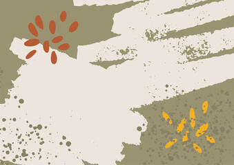 Poster - Minimal bright earth tone colorful vector watercolor brush background design elements