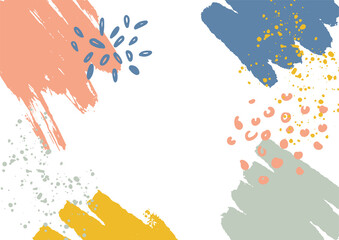 Poster - Minimal bright earth tone colorful vector watercolor brush background design elements