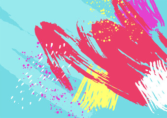 Poster - Minimal bright earth tone colorful vector watercolor brush background design elements