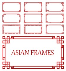 Wall Mural - korean, chinese and japanese asian red frames and borders. oriental rectangular frames with endless 