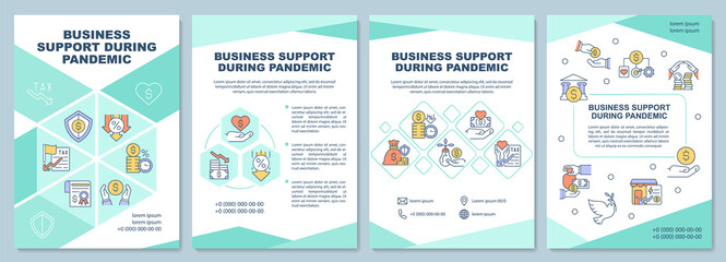 Business support during pandemic brochure template. Flyer, booklet, leaflet print, cover design with linear icons. Vector layouts for presentation, annual reports, advertisement pages