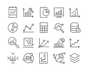 Data Analysis Icons - Vector Line Icons. Editable Stroke. Vector Graphic