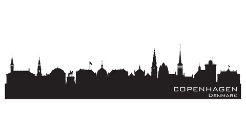 Fototapete - Copenhagen Denmark city skyline vector silhouette