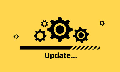 Poster - Update process banner. Software progress. System upgrade. Vector EPS 10. Isolated on background