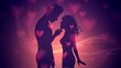 © lidiia - Silhouette of a couple of nude men and women with hearts, love and intimacy