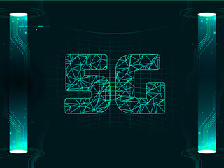 Poster - 2d illustration 5 g network with background  