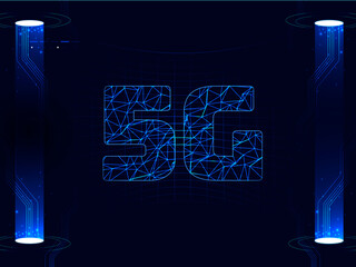 Poster - 2d illustration 5 g network with background  
