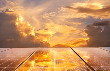 Wall Mural - the powerful sky reflected on the solar panels.