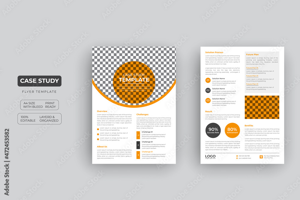 Case Study Template | Business Case Study Booklet Layout with blue ...